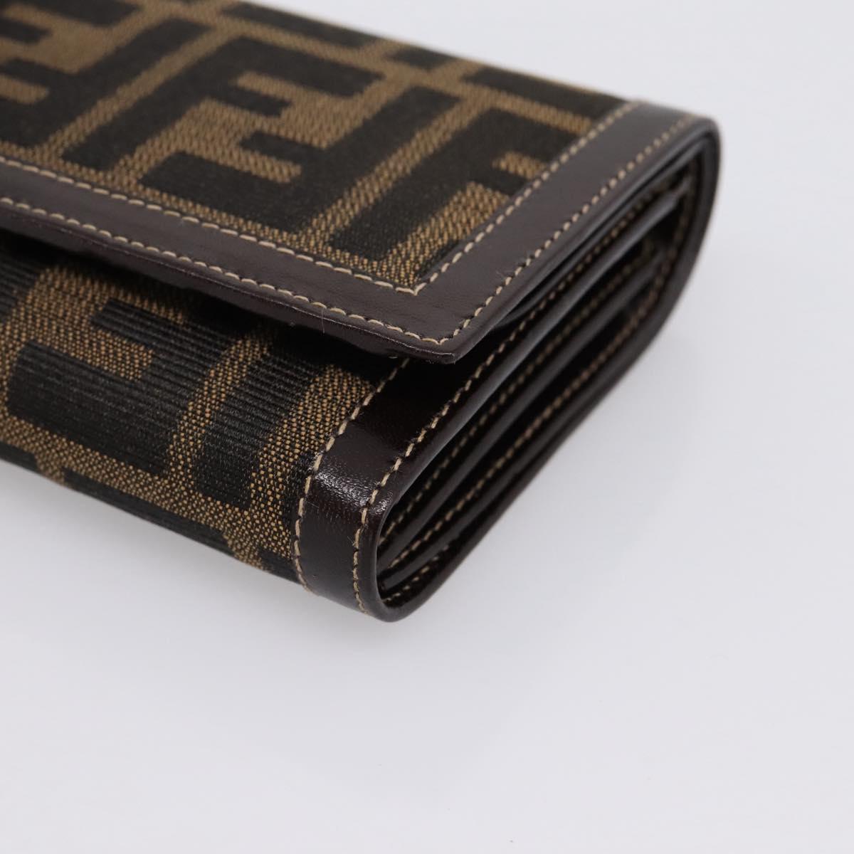 FENDI Zucca Canvas Bifold Wallet Black Brown Auth 196628V