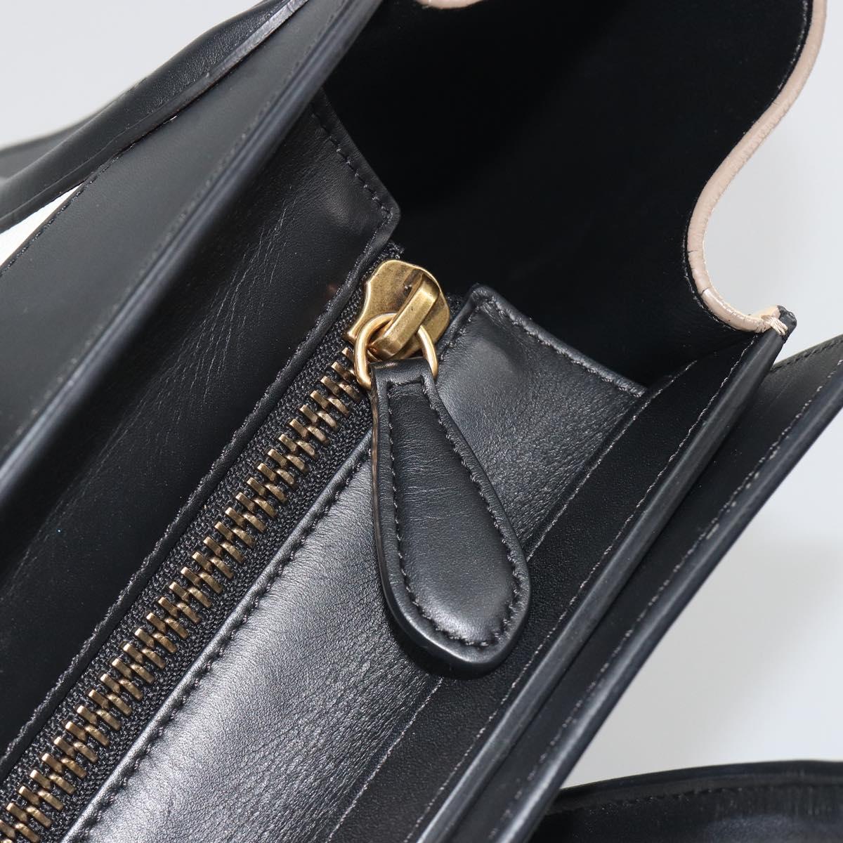 CELINE Luggage Micro Shopper Hand Bag Leather White Gold Auth 196632V