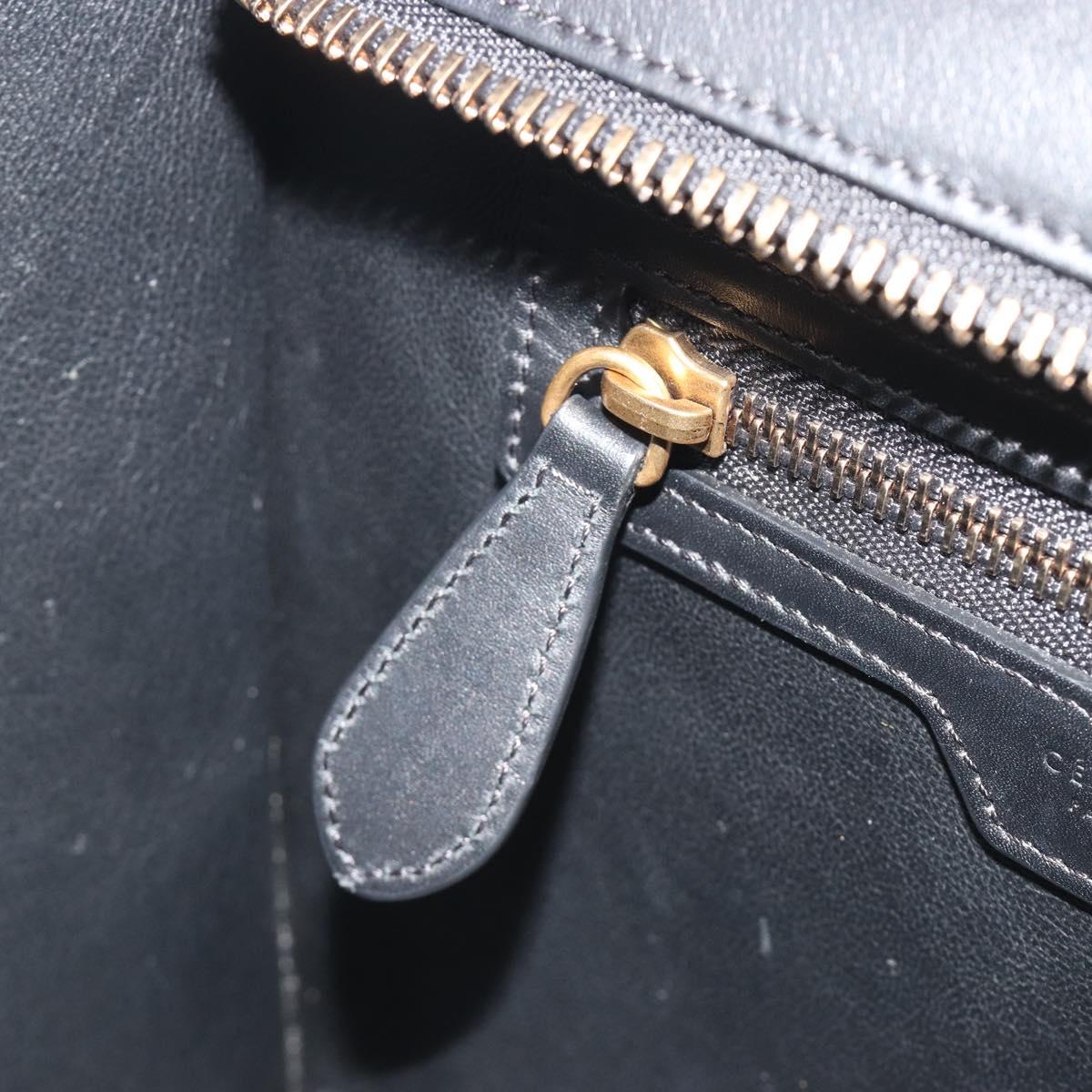 CELINE Luggage Micro Shopper Hand Bag Leather White Gold Auth 196632V