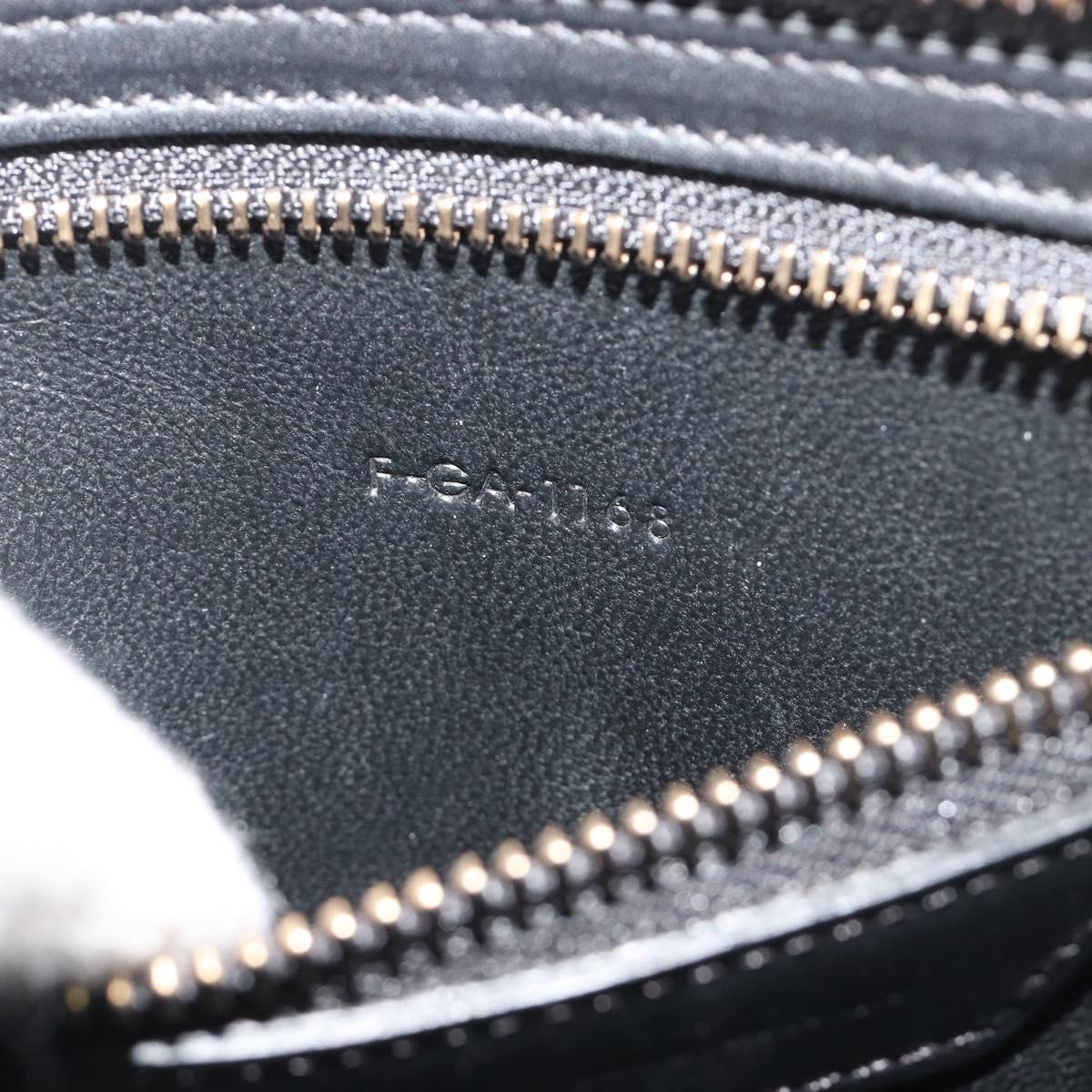 CELINE Luggage Micro Shopper Hand Bag Leather White Gold Auth 196632V
