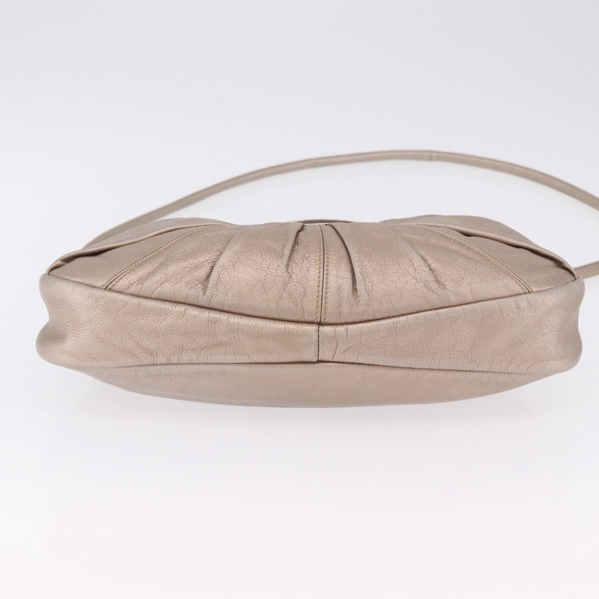 Salvatore Ferragamo Vala Hand Bag Leather 2way Champagne Gold Auth 196633A