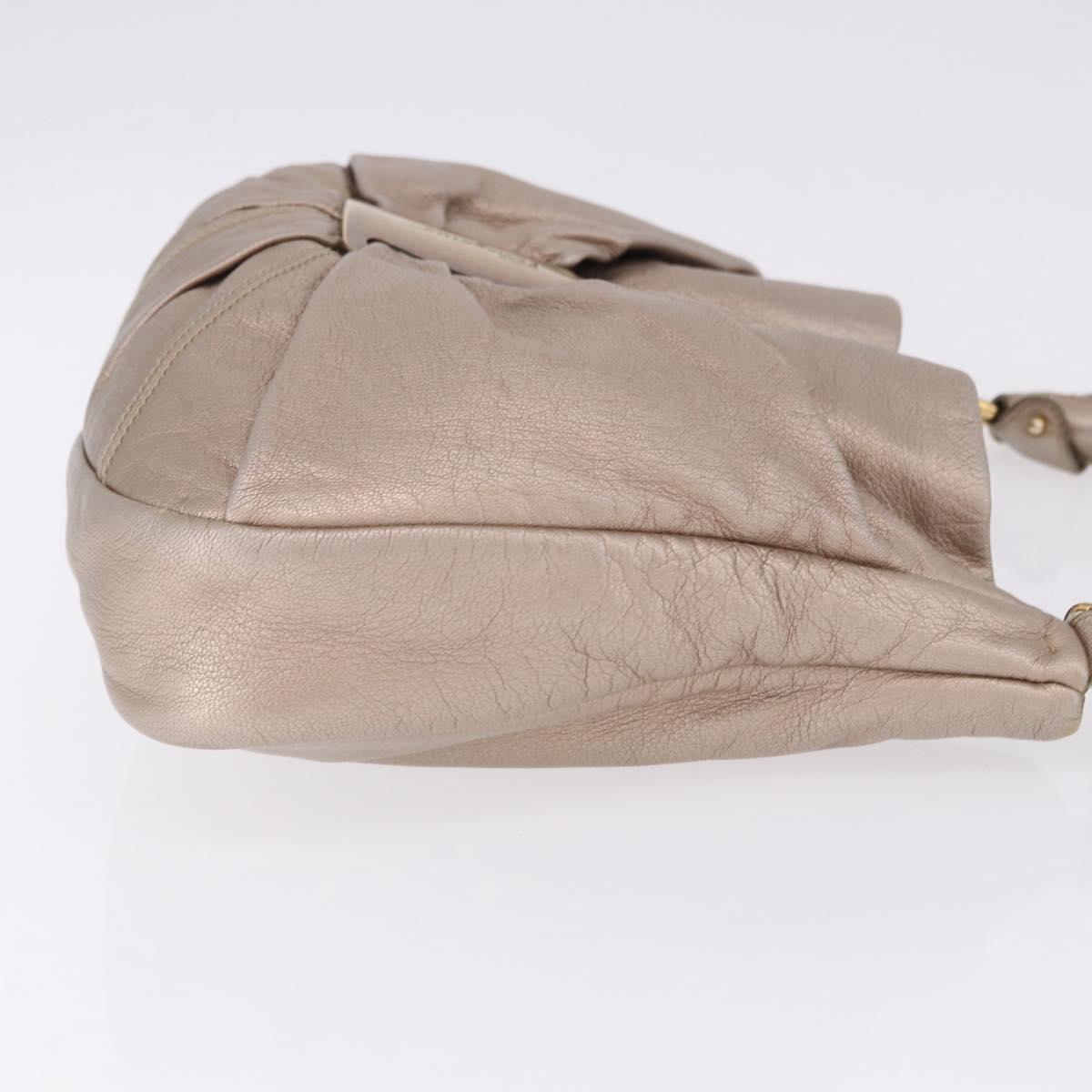 Salvatore Ferragamo Vala Hand Bag Leather 2way Champagne Gold Auth 196633A