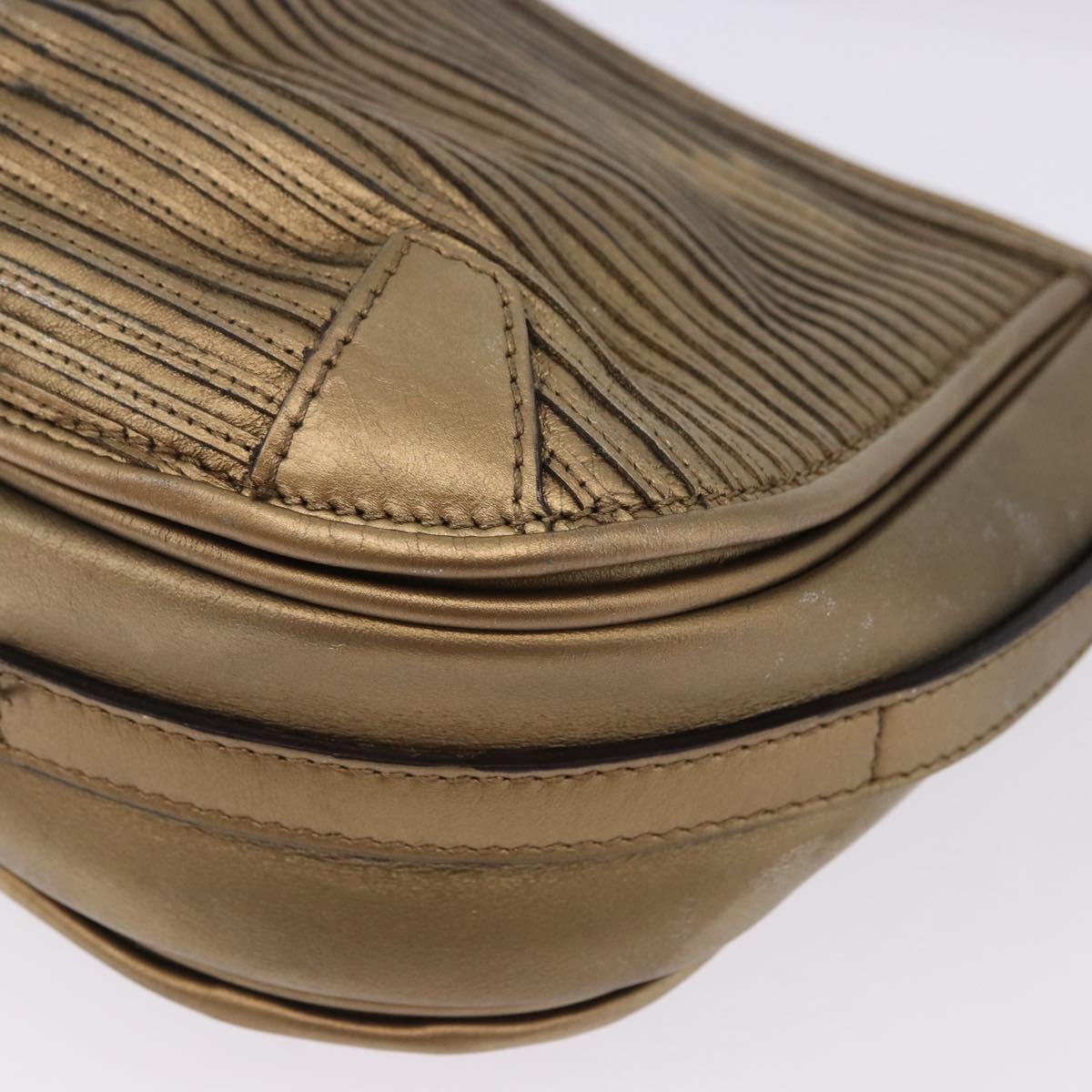 BURBERRY Shoulder Bag Leather Gold Auth 196634