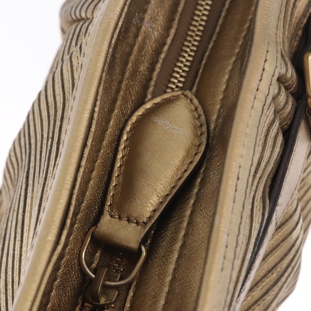 BURBERRY Shoulder Bag Leather Gold Auth 196634