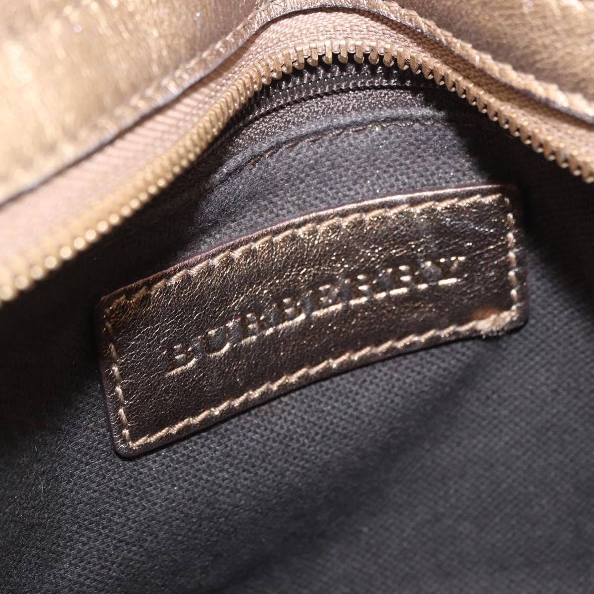 BURBERRY Shoulder Bag Leather Gold Auth 196634