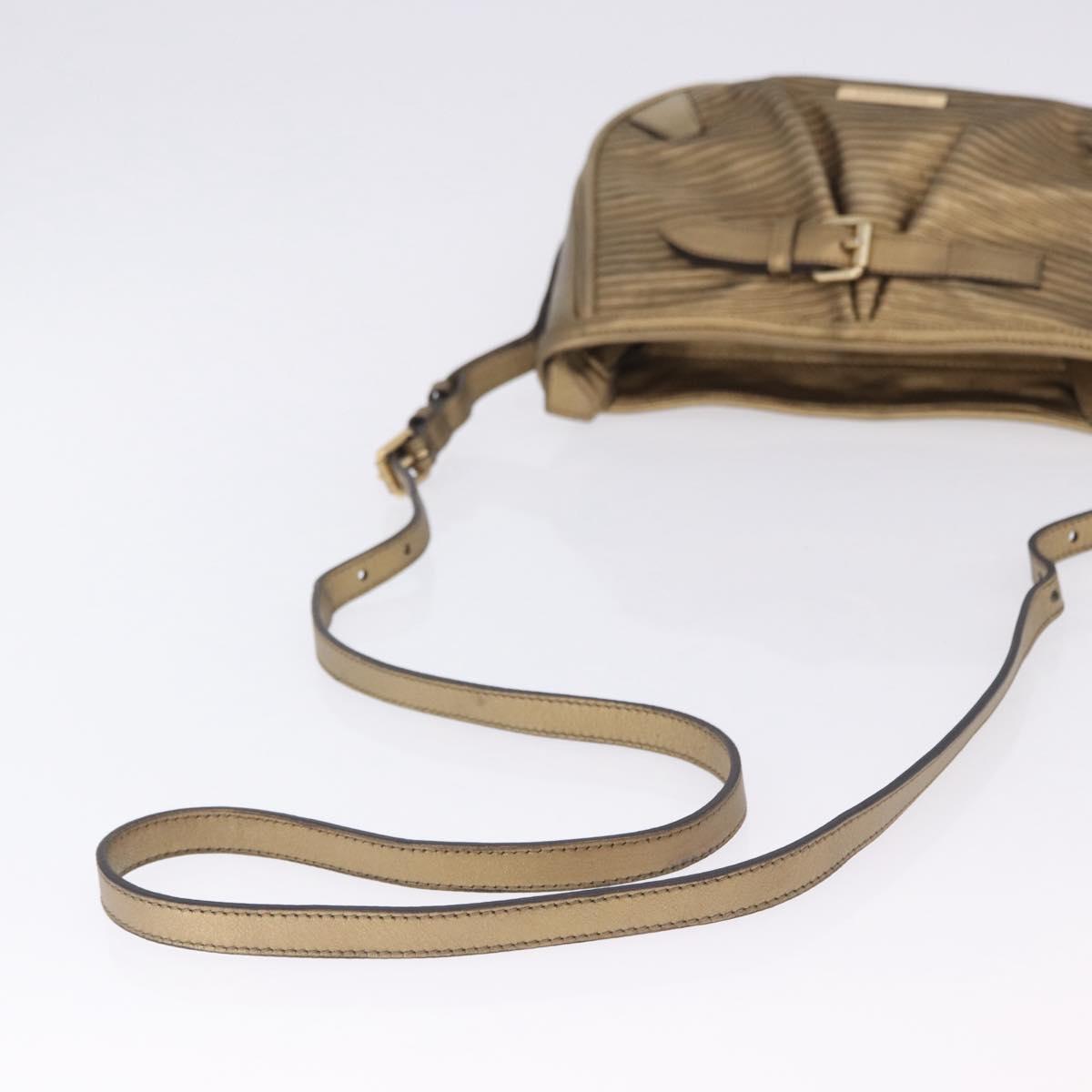 BURBERRY Shoulder Bag Leather Gold Auth 196634