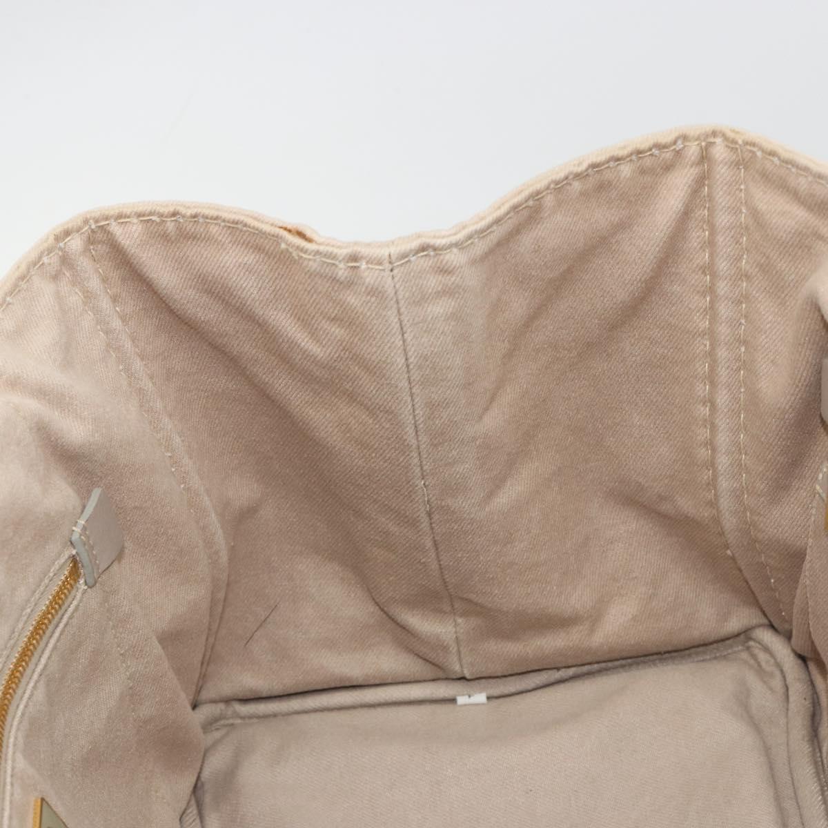 PRADA Canapa MM Hand Bag Canvas Beige Gold Auth 196635A