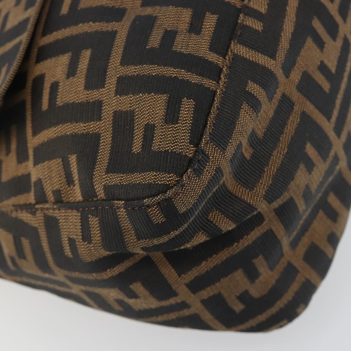 FENDI Zucca Canvas Mamma Baguette Shoulder Bag Brown Black Auth 196636M