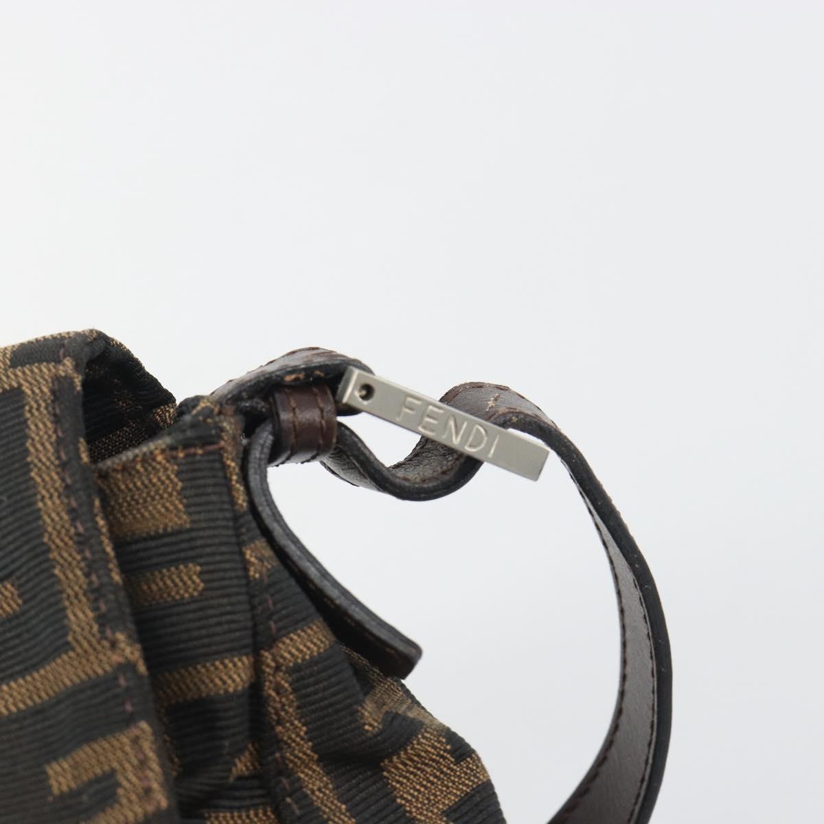 FENDI Zucca Canvas Mamma Baguette Shoulder Bag Brown Black Auth 196636M