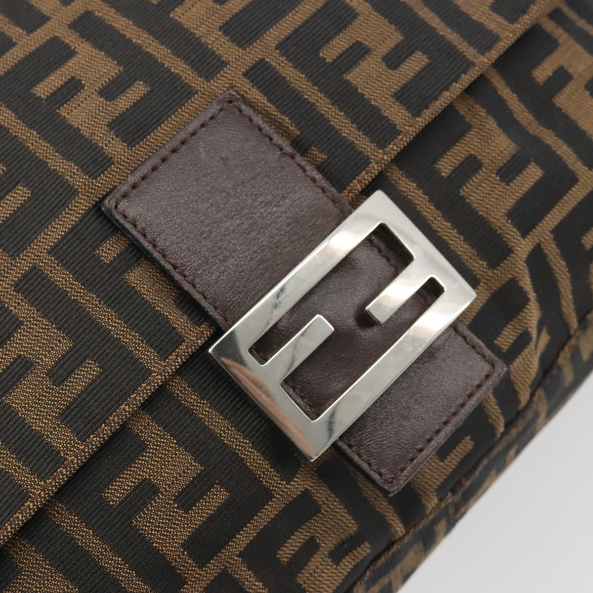 FENDI Zucca Canvas Mamma Baguette Shoulder Bag Brown Black Auth 196636M