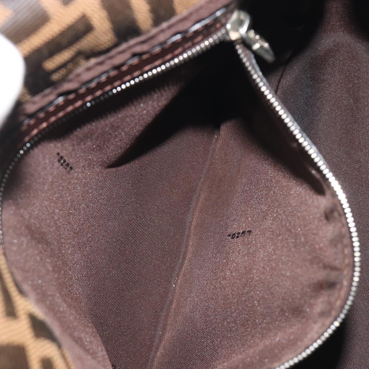 FENDI Zucca Canvas Mamma Baguette Shoulder Bag Brown Black Auth 196636M