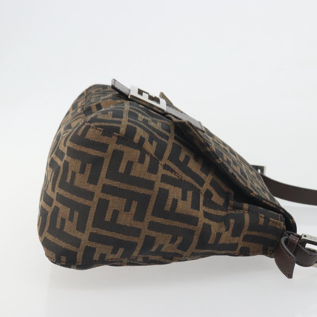 FENDI Zucca Canvas Mamma Baguette Shoulder Bag Brown Black Auth 196636M