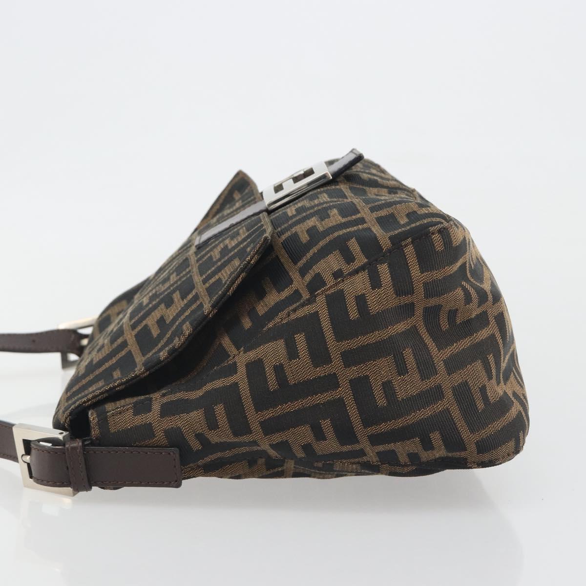 FENDI Zucca Canvas Mamma Baguette Shoulder Bag Brown Black Auth 196636M