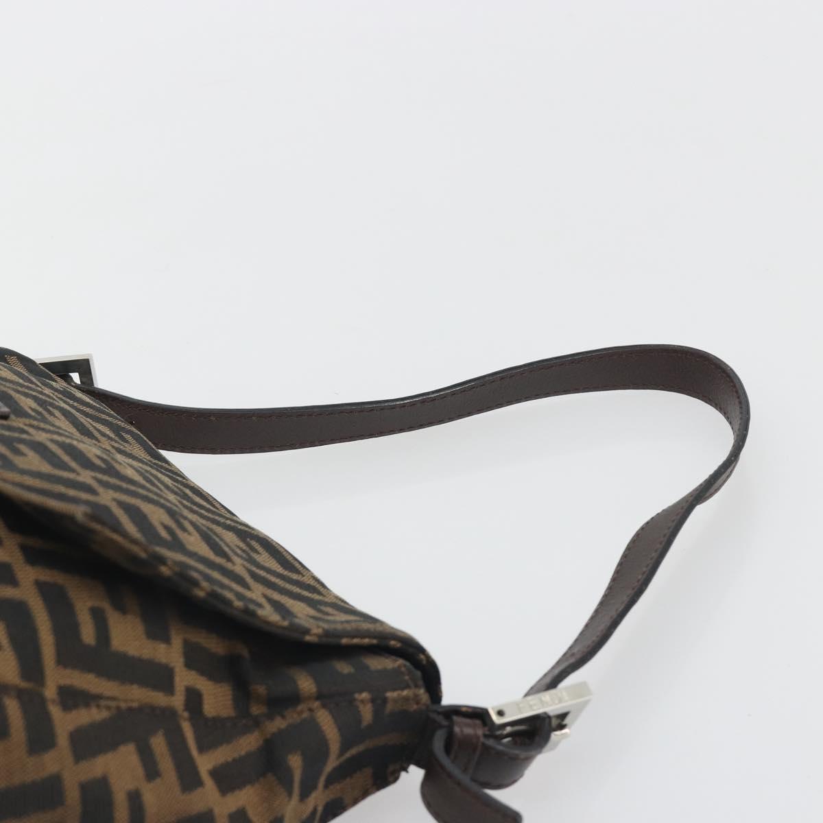 FENDI Zucca Canvas Mamma Baguette Shoulder Bag Brown Black Auth 196636M