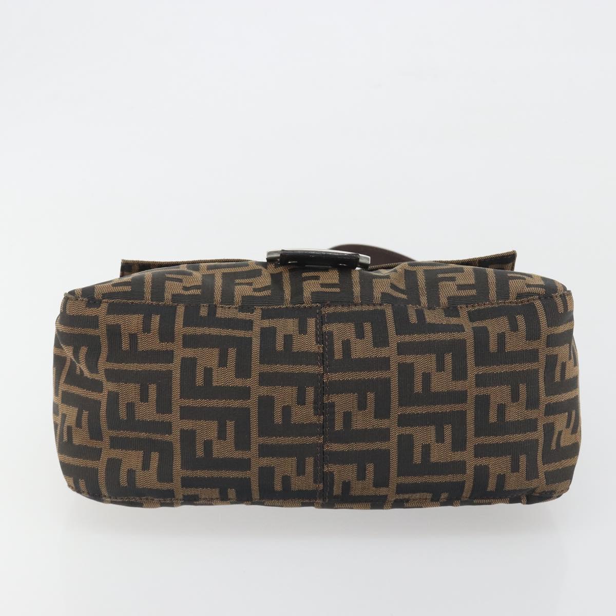 FENDI Zucca Canvas Mamma Baguette Shoulder Bag Brown Black Auth 196636M