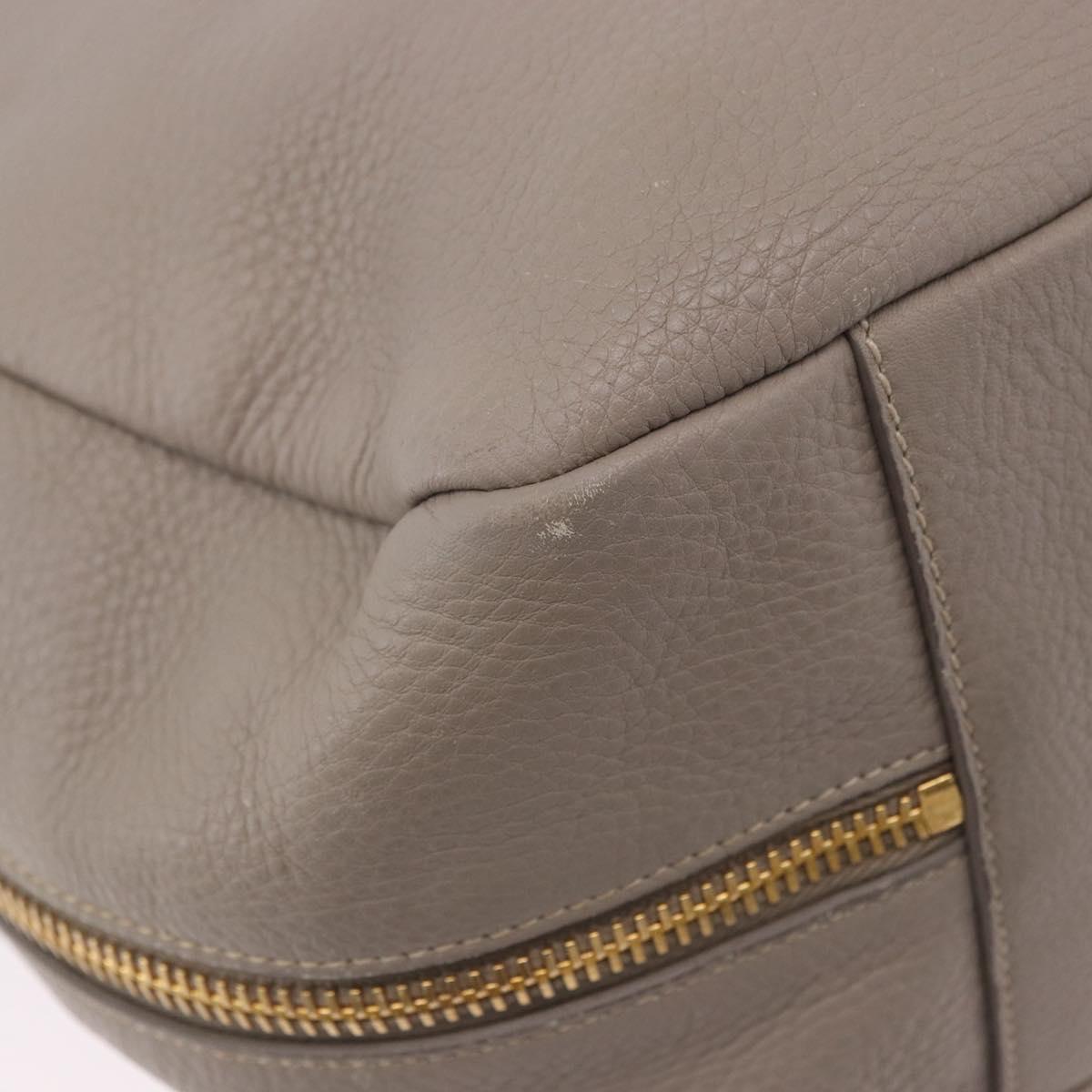 PRADA Shoulder Bag Leather Beige Gold Auth 196638V