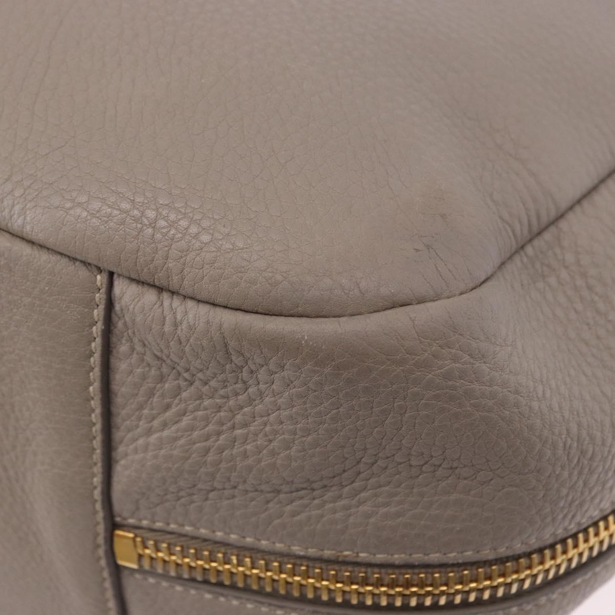 PRADA Shoulder Bag Leather Beige Gold Auth 196638V