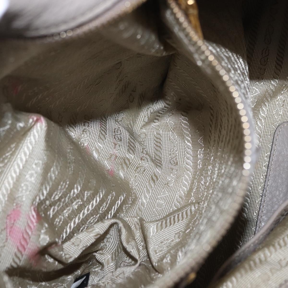 PRADA Shoulder Bag Leather Beige Gold Auth 196638V