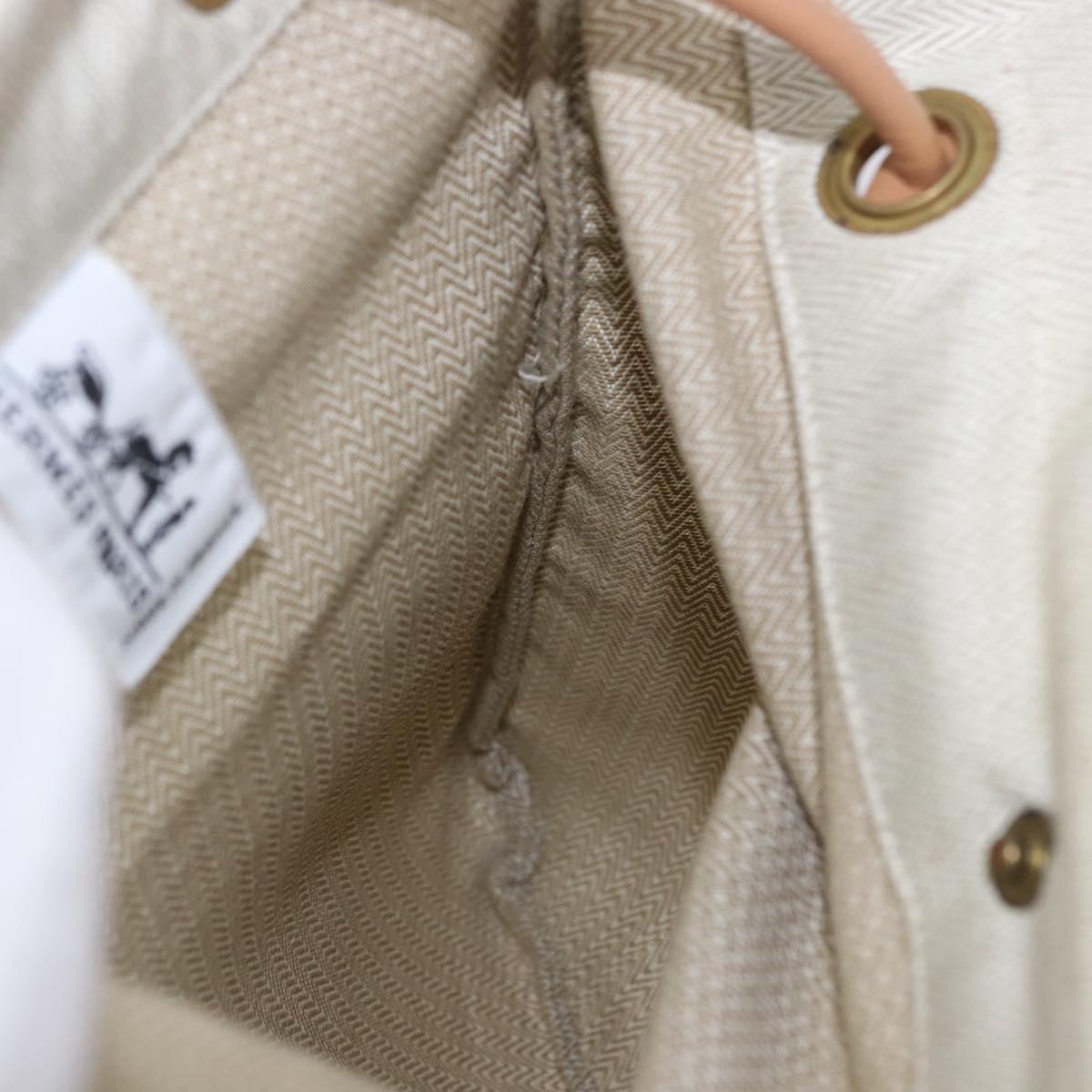 HERMES Aline Shoulder Bag Cotton Beige Gold Auth 196640A