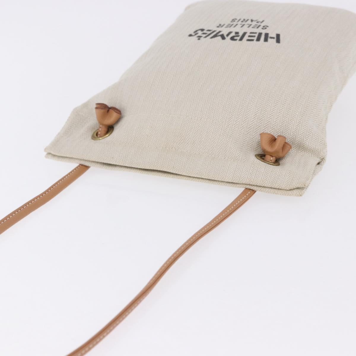 HERMES Aline Shoulder Bag Cotton Beige Gold Auth 196640A