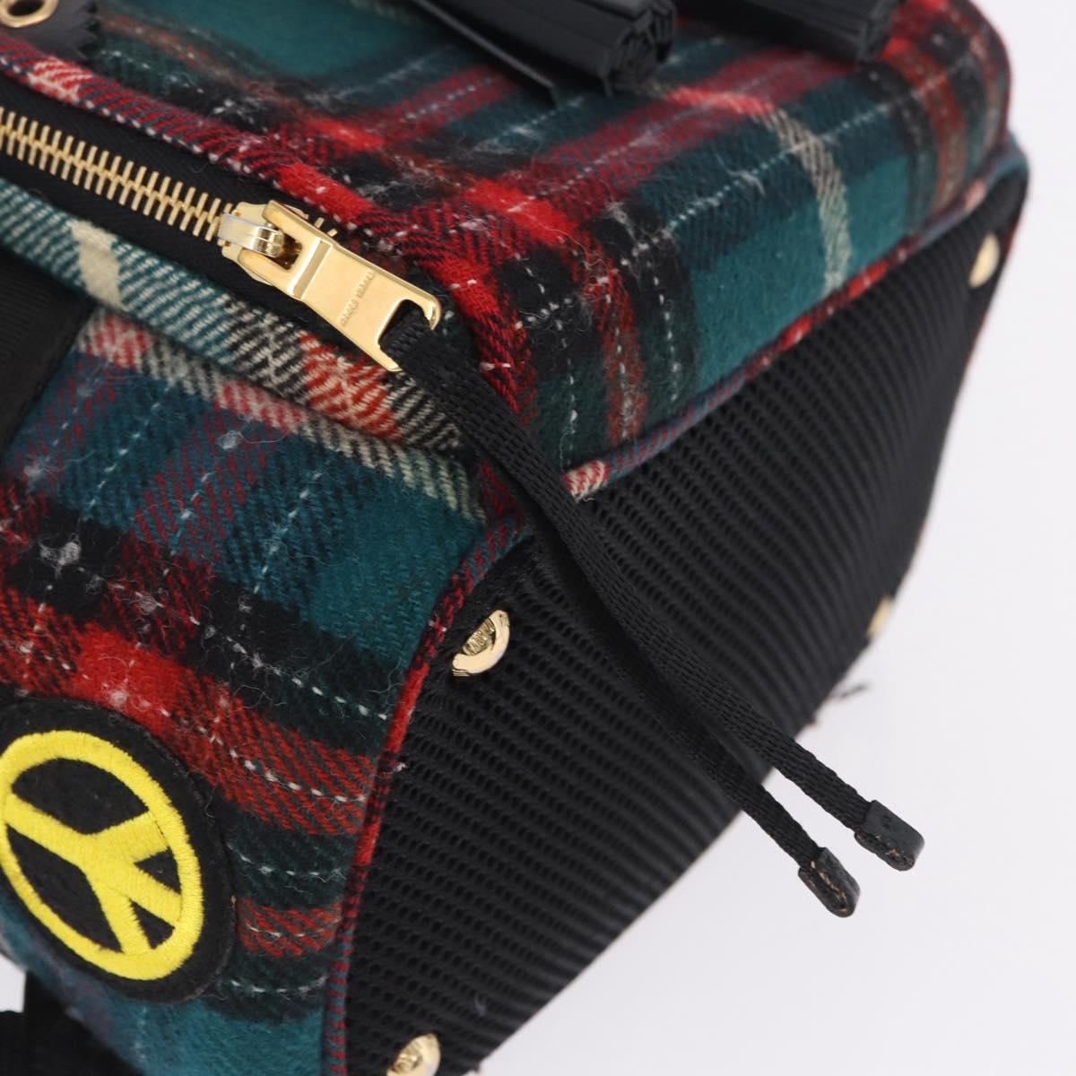 Miu Miu Backpack Wool Leather Red Green Gold Auth 196641M