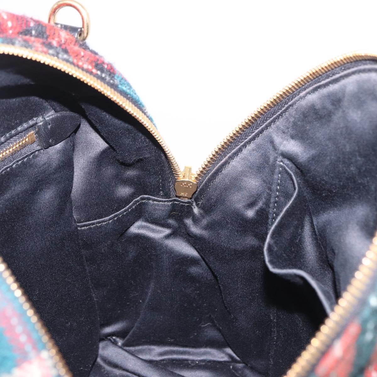 Miu Miu Backpack Wool Leather Red Green Gold Auth 196641M