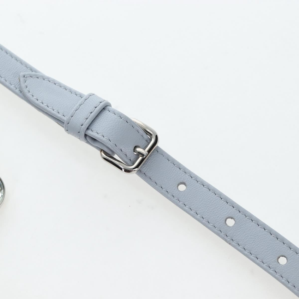 Miu Miu Nappa Crystal Hand Bag Leather 2way Light Blue Silver Auth 196642M