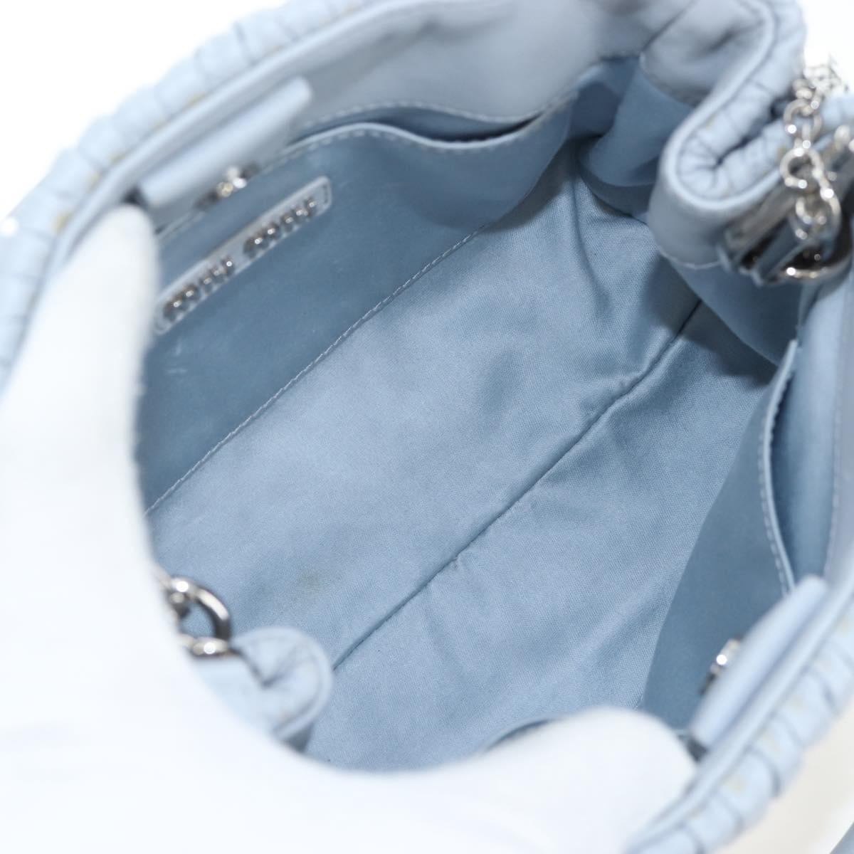 Miu Miu Nappa Crystal Hand Bag Leather 2way Light Blue Silver Auth 196642M