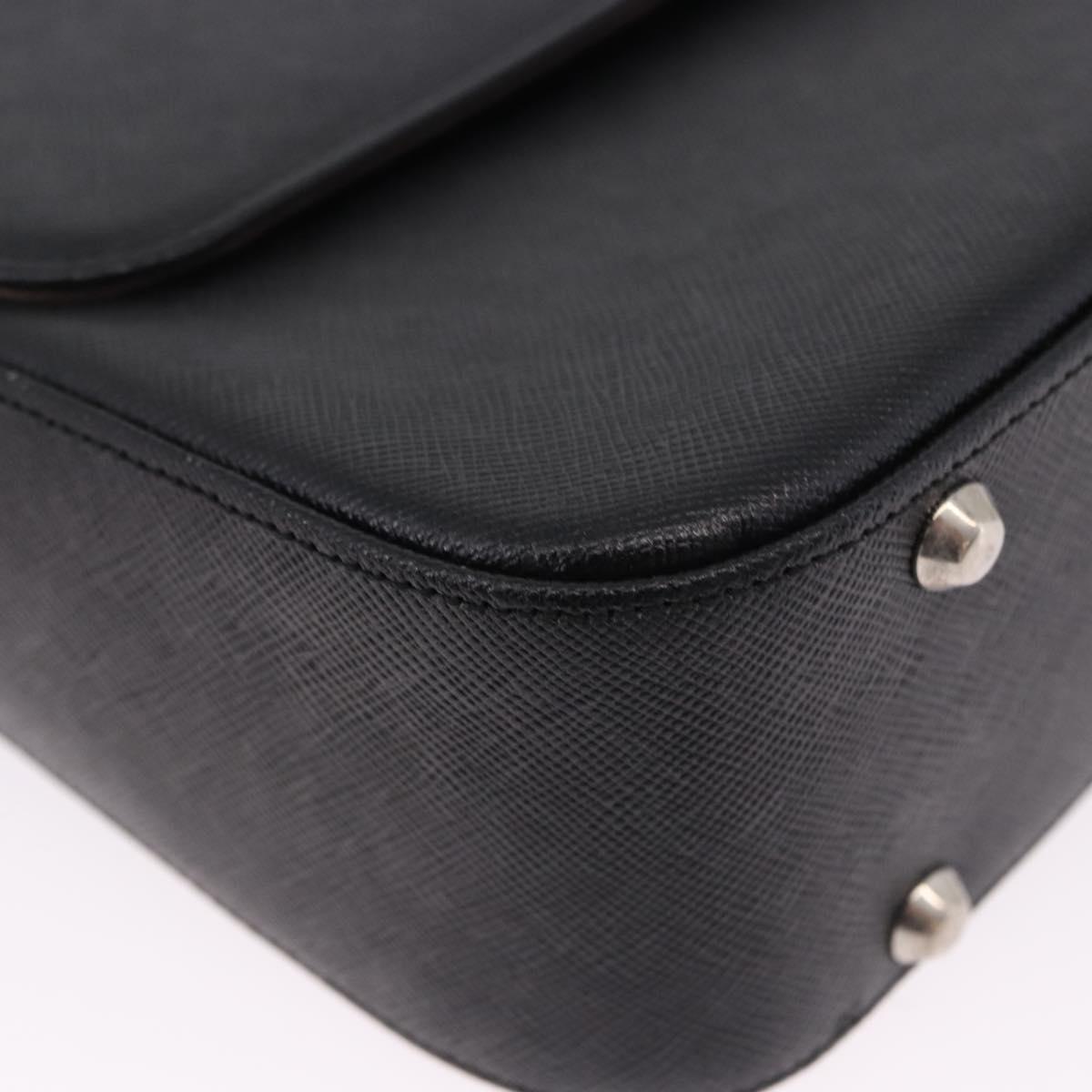 BURBERRY Shoulder Bag Leather Black Silver Auth 196645A
