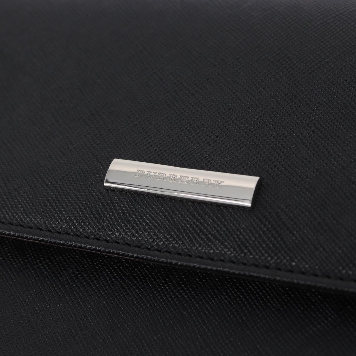 BURBERRY Shoulder Bag Leather Black Silver Auth 196645A