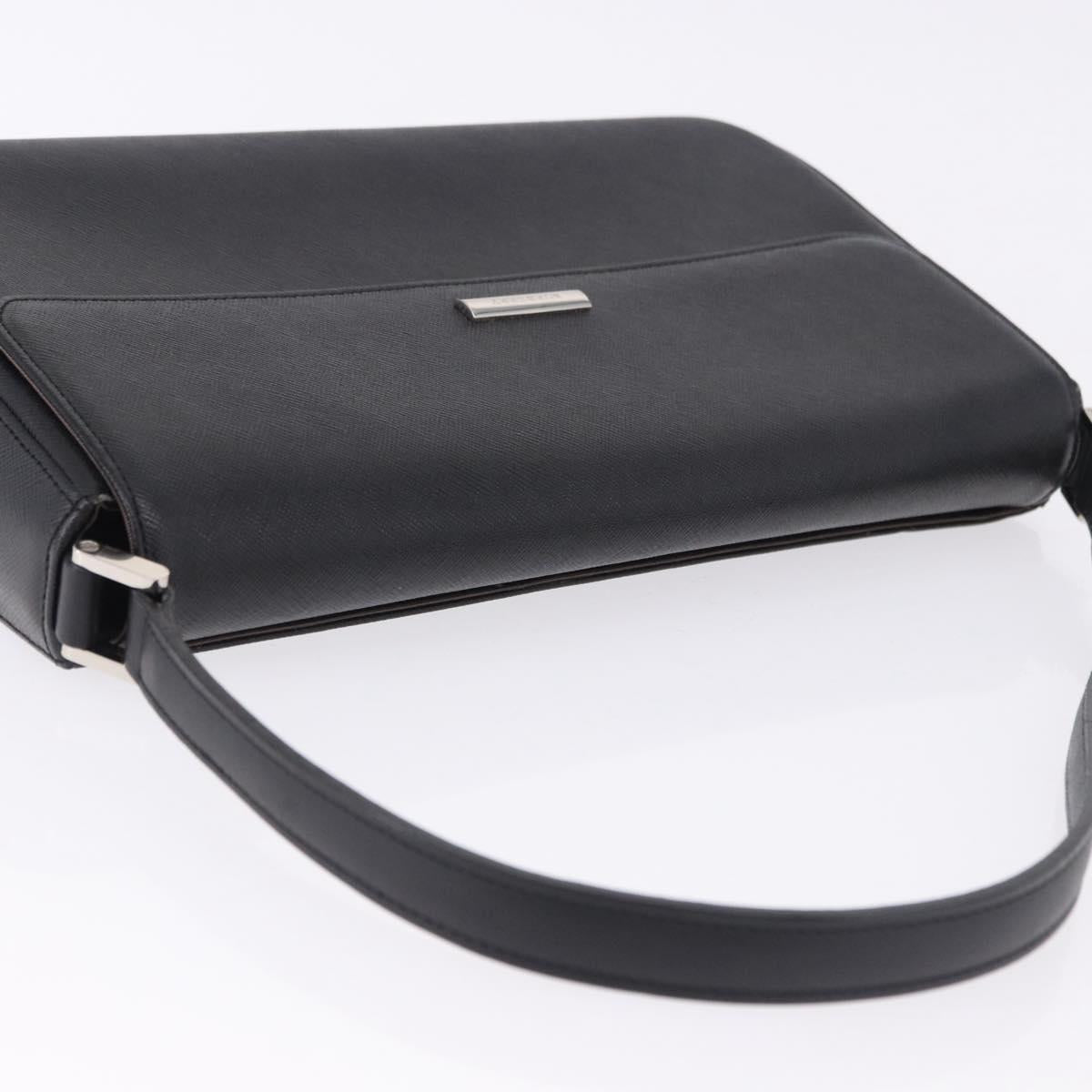 BURBERRY Shoulder Bag Leather Black Silver Auth 196645A