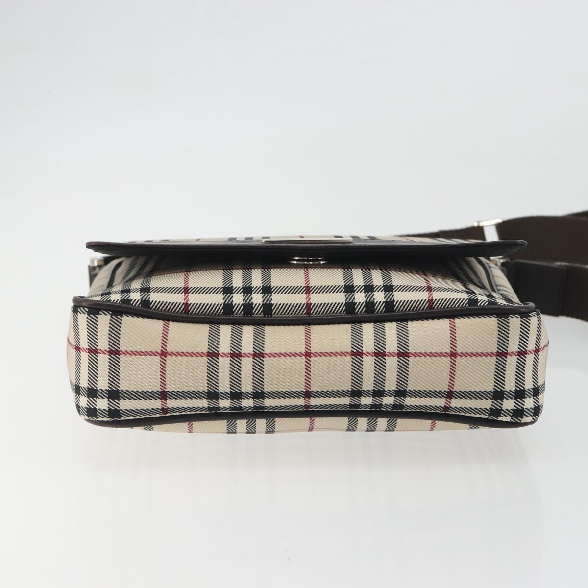 BURBERRY Nova Check Shoulder Bag Canvas Beige Silver Auth 196647A