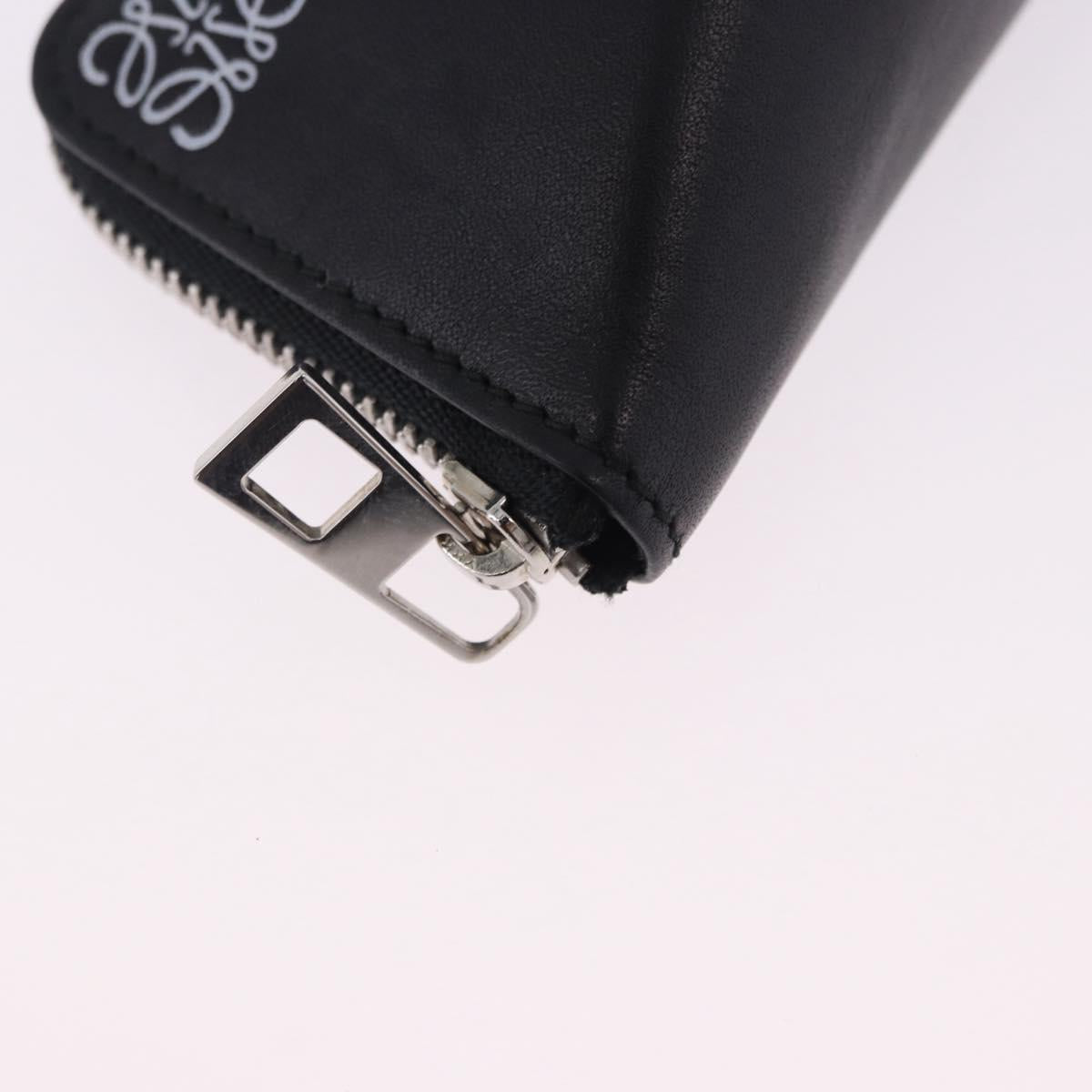 LOEWE Anagram Coin Purse Leather Black Silver Auth 196648M
