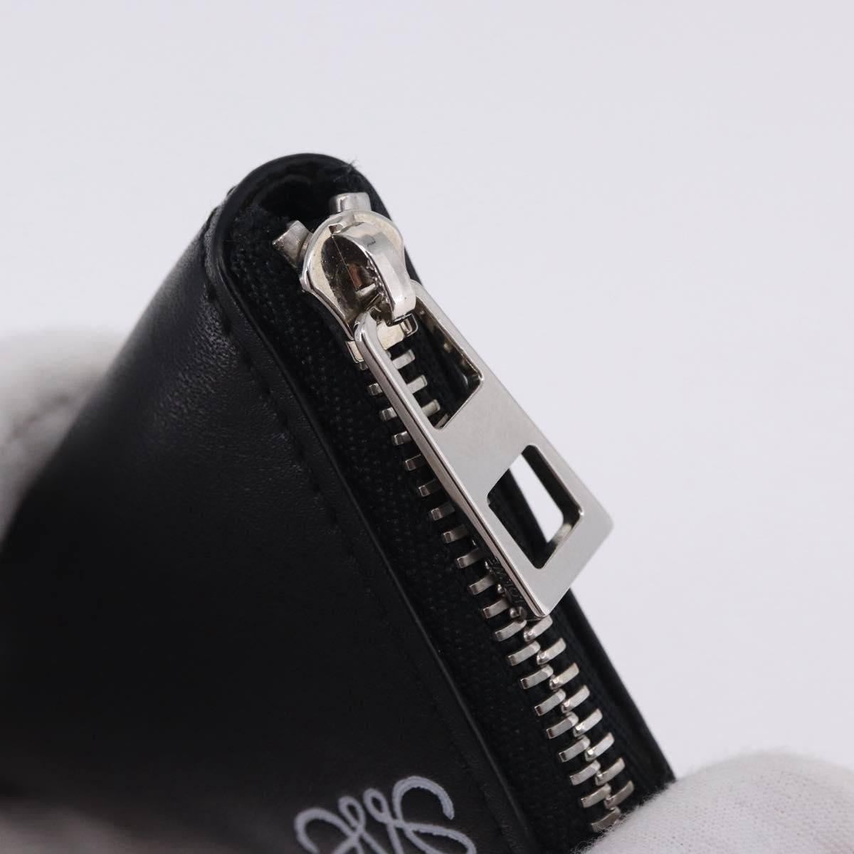 LOEWE Anagram Coin Purse Leather Black Silver Auth 196648M