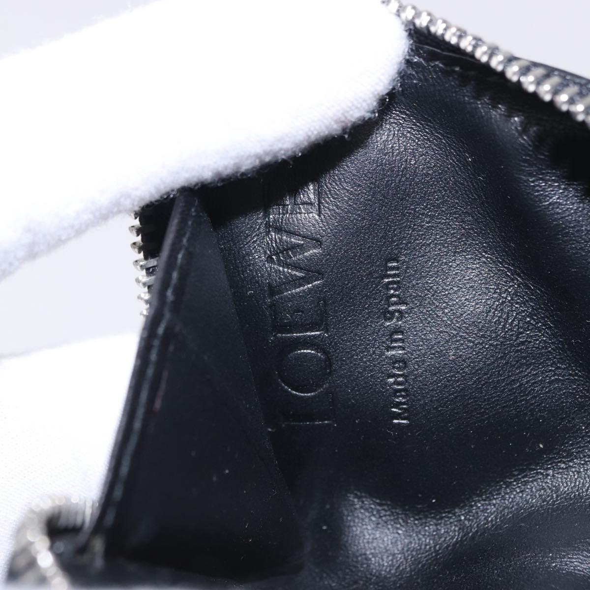 LOEWE Anagram Coin Purse Leather Black Silver Auth 196648M
