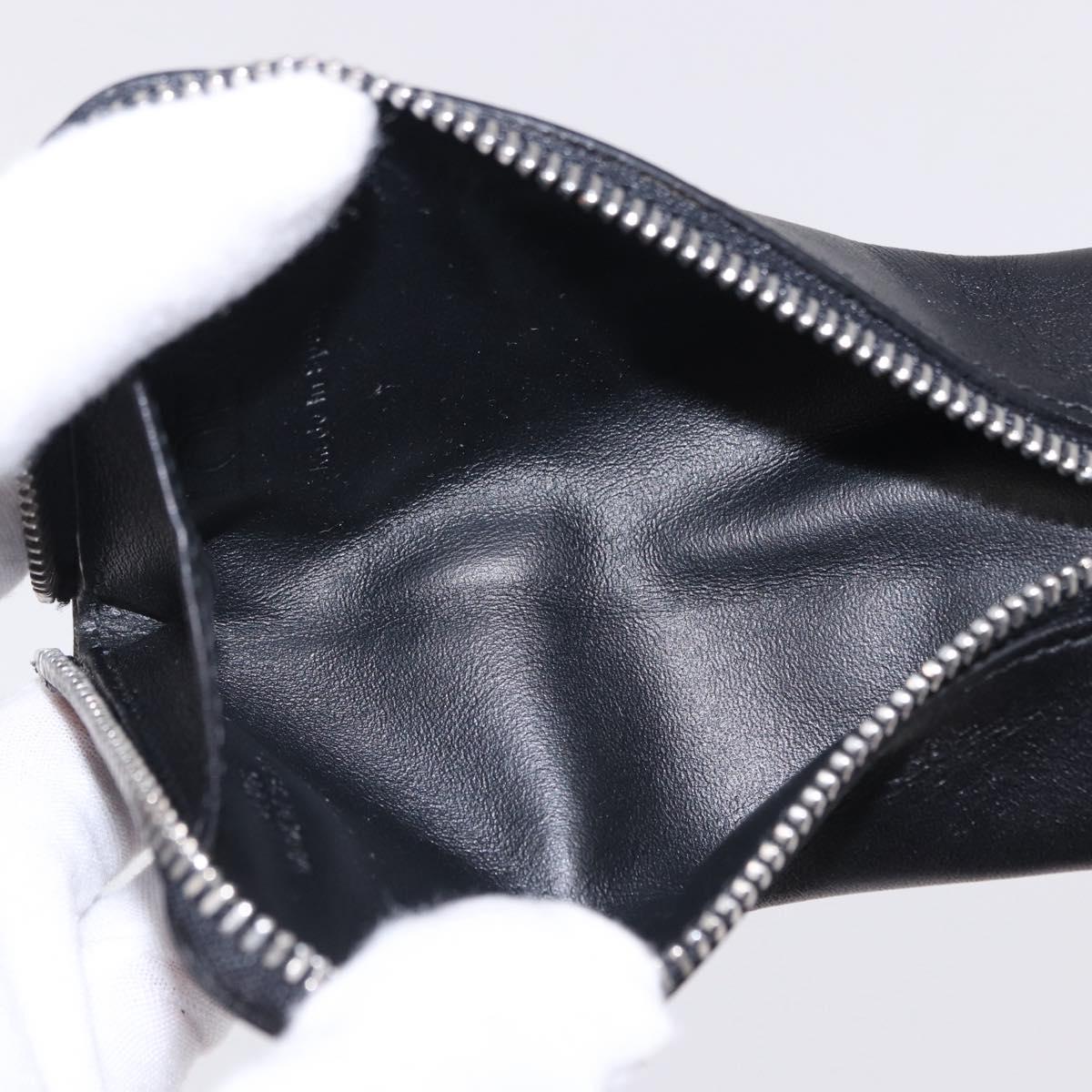 LOEWE Anagram Coin Purse Leather Black Silver Auth 196648M