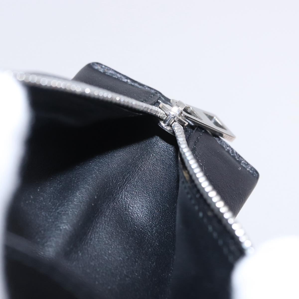 LOEWE Anagram Coin Purse Leather Black Silver Auth 196648M