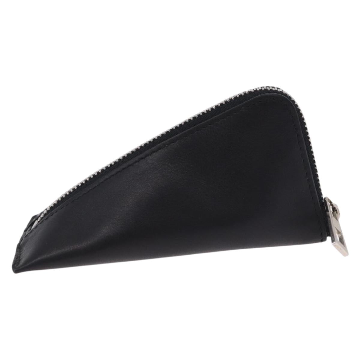 LOEWE Anagram Coin Purse Leather Black Silver Auth 196648M