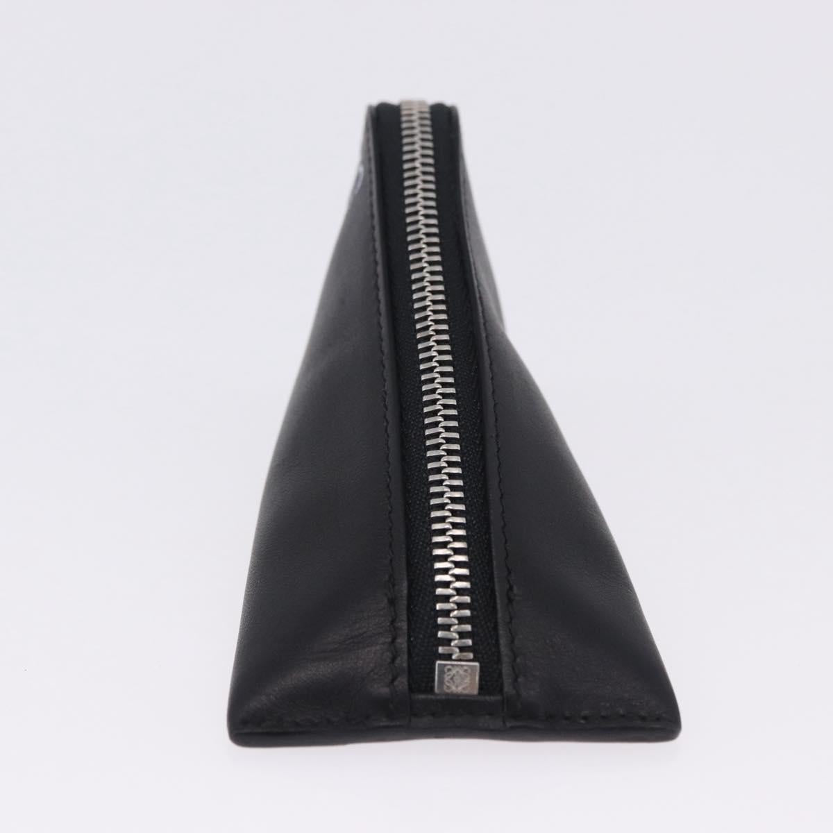 LOEWE Anagram Coin Purse Leather Black Silver Auth 196648M