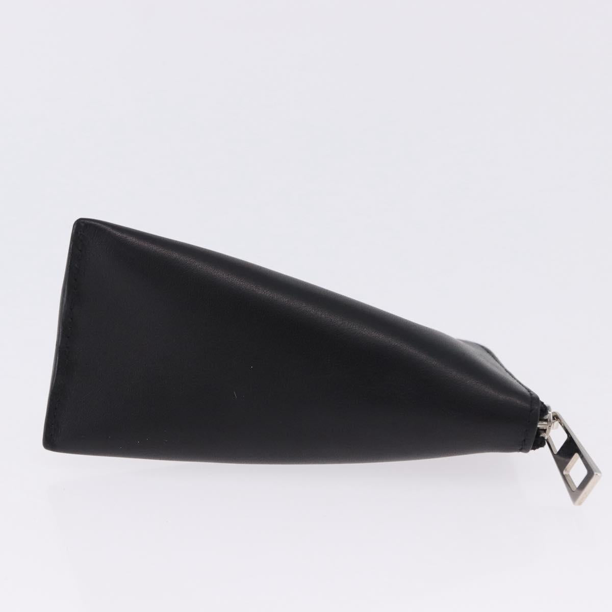 LOEWE Anagram Coin Purse Leather Black Silver Auth 196648M