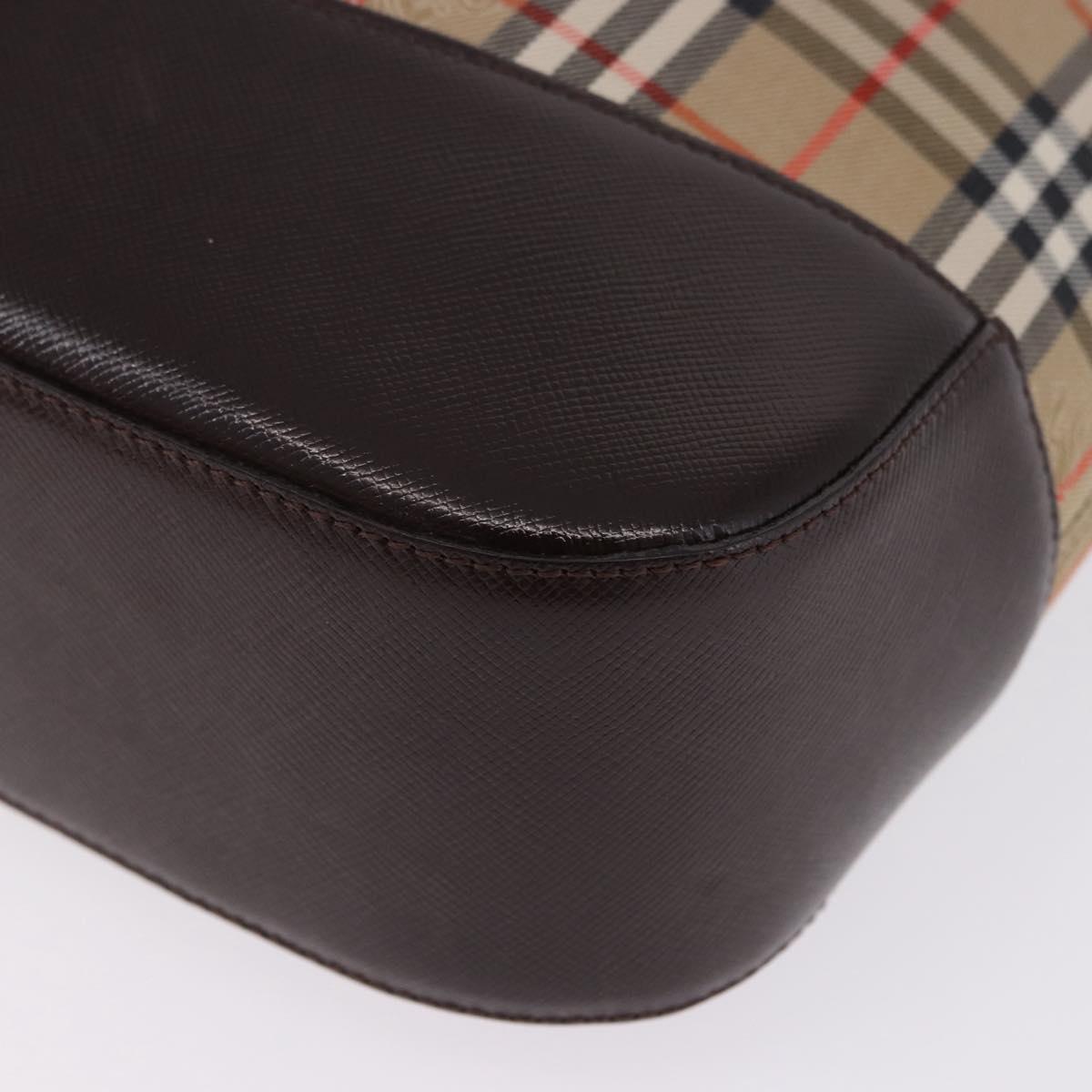 BURBERRY Nova Check Hand Bag Canvas Beige Gold Auth 196649A