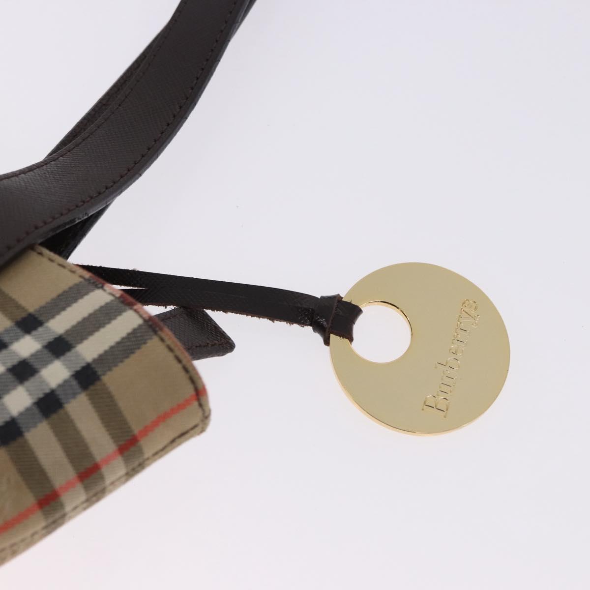 BURBERRY Nova Check Hand Bag Canvas Beige Gold Auth 196649A