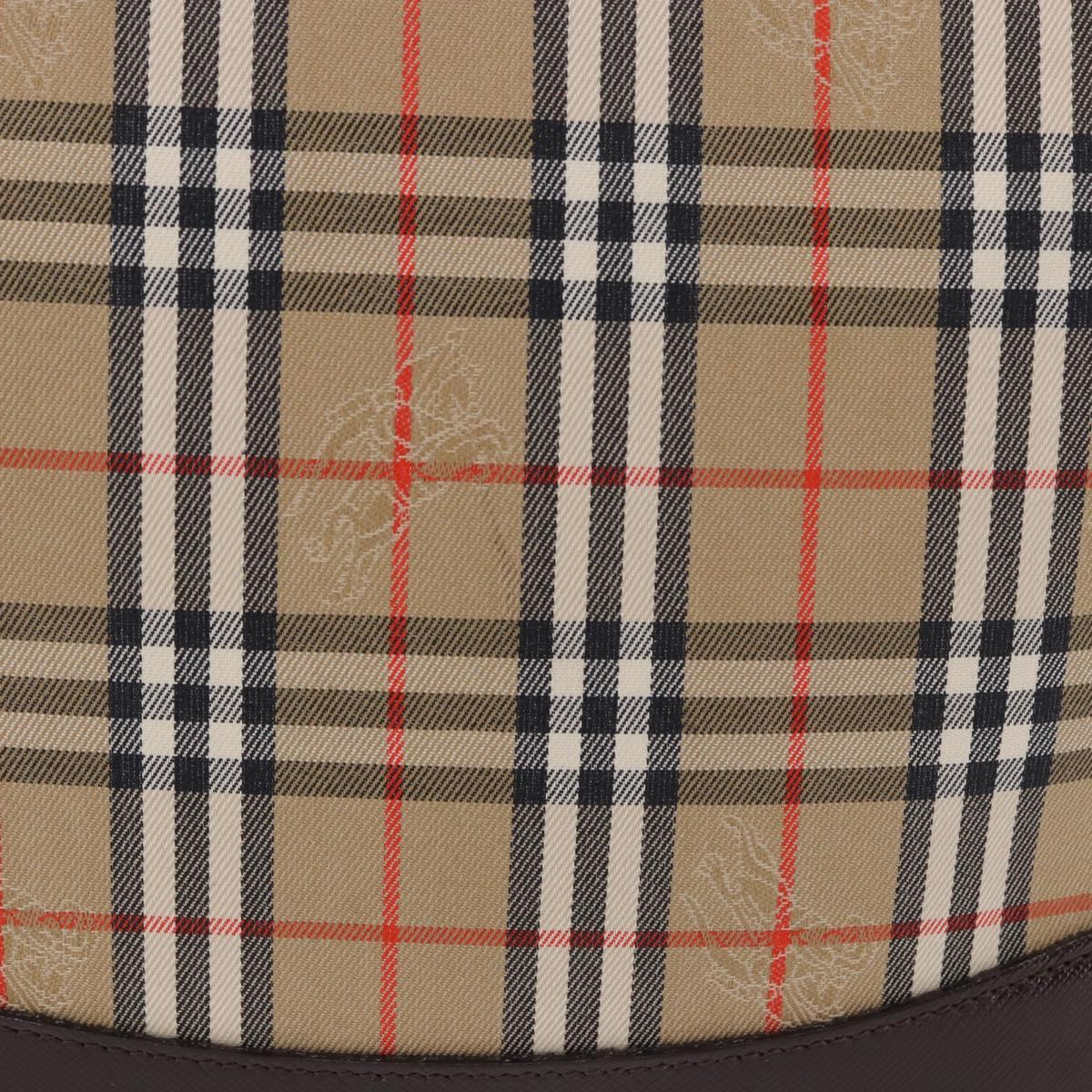 BURBERRY Nova Check Hand Bag Canvas Beige Gold Auth 196649A