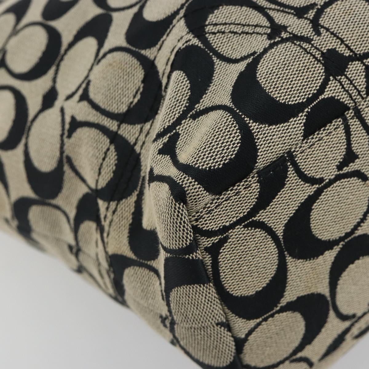 Coach Hand Bag Canvas Black Silver Auth 196652A