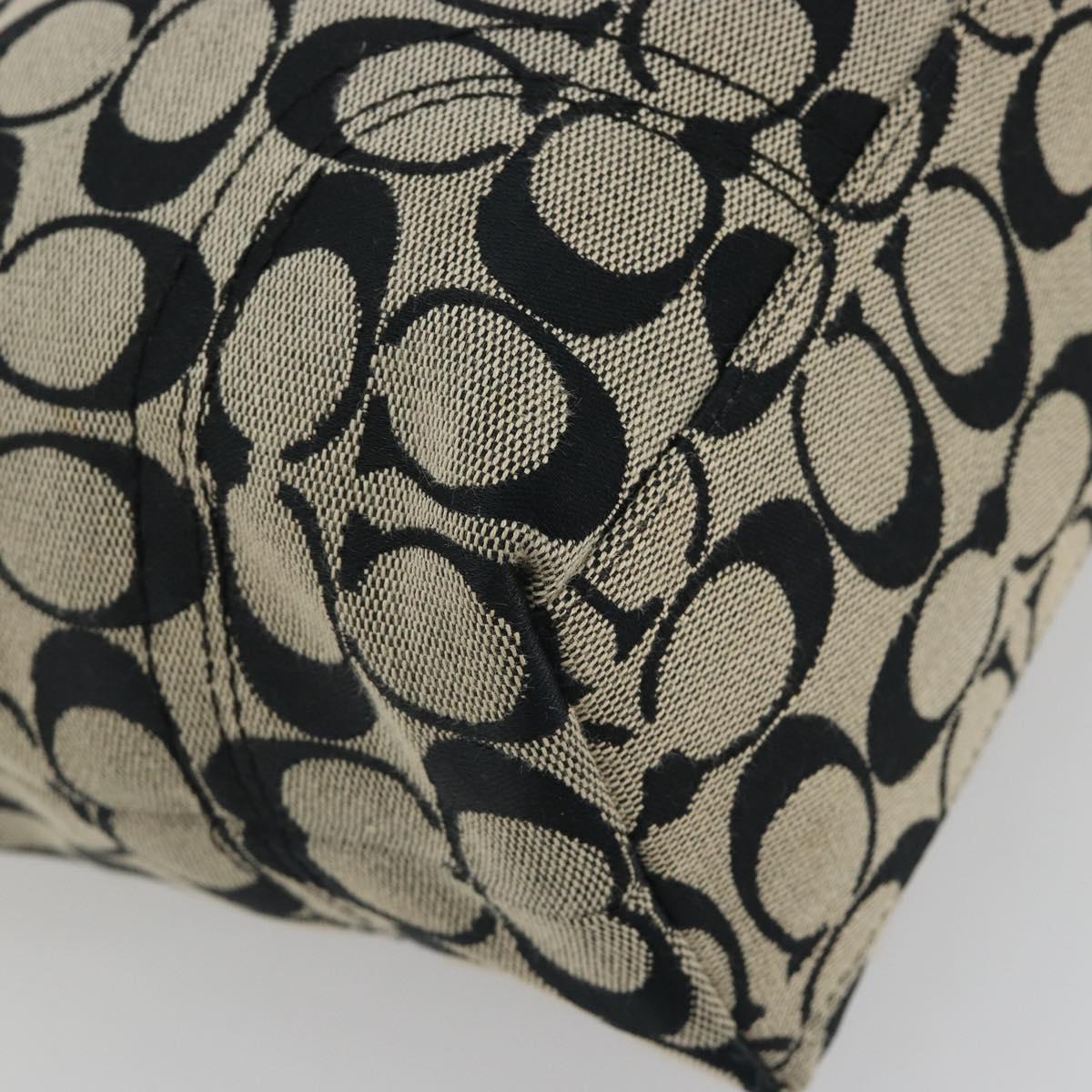 Coach Hand Bag Canvas Black Silver Auth 196652A