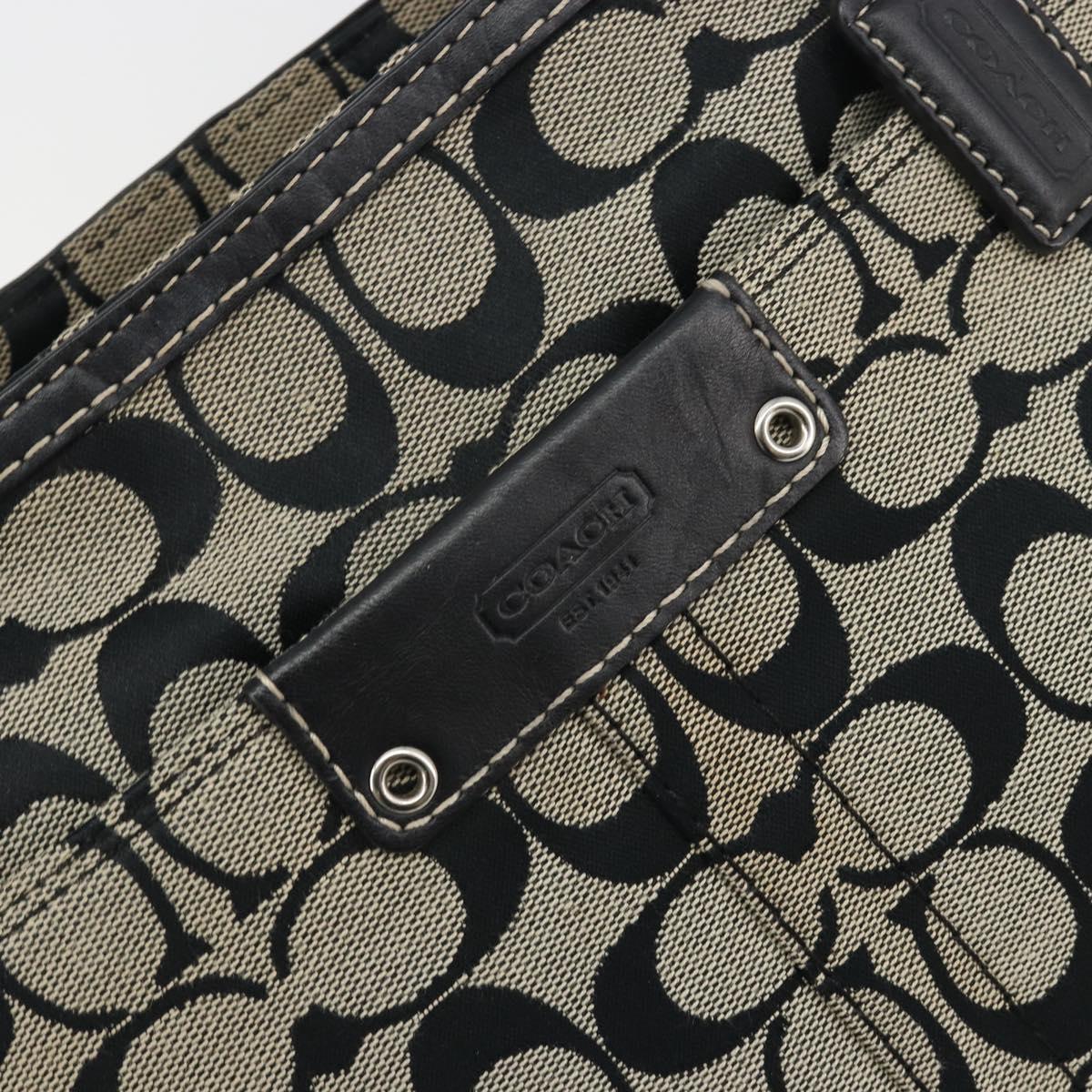Coach Hand Bag Canvas Black Silver Auth 196652A