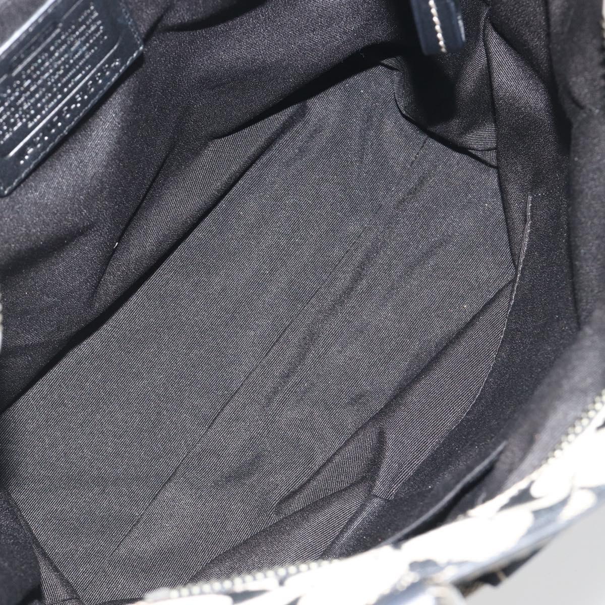 Coach Hand Bag Canvas Black Silver Auth 196652A