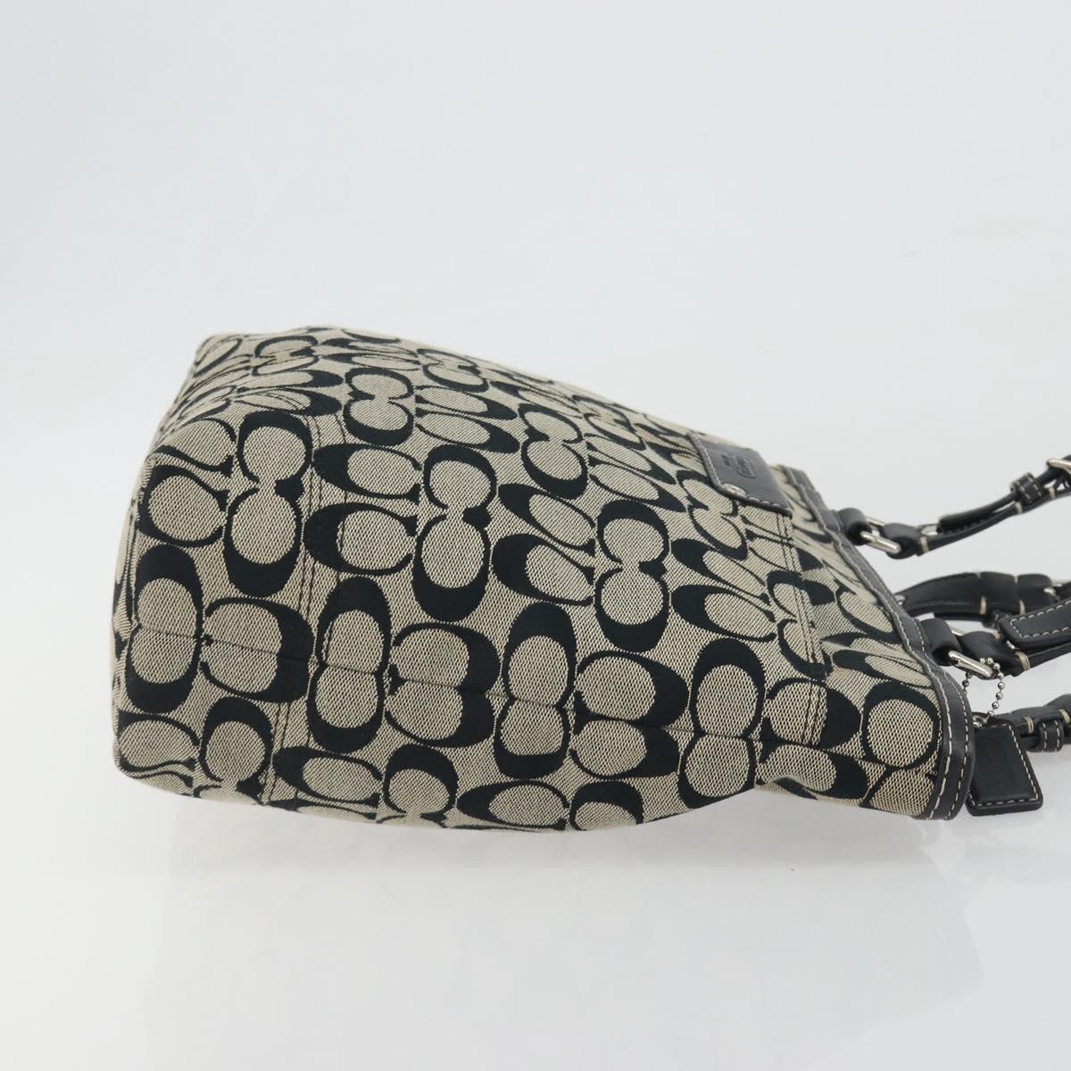 Coach Hand Bag Canvas Black Silver Auth 196652A