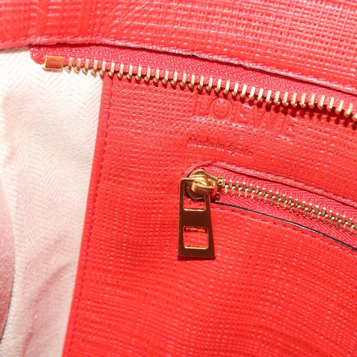 LOEWE Anagram Tote Bag Leather PVC Red Gold Auth 196653A