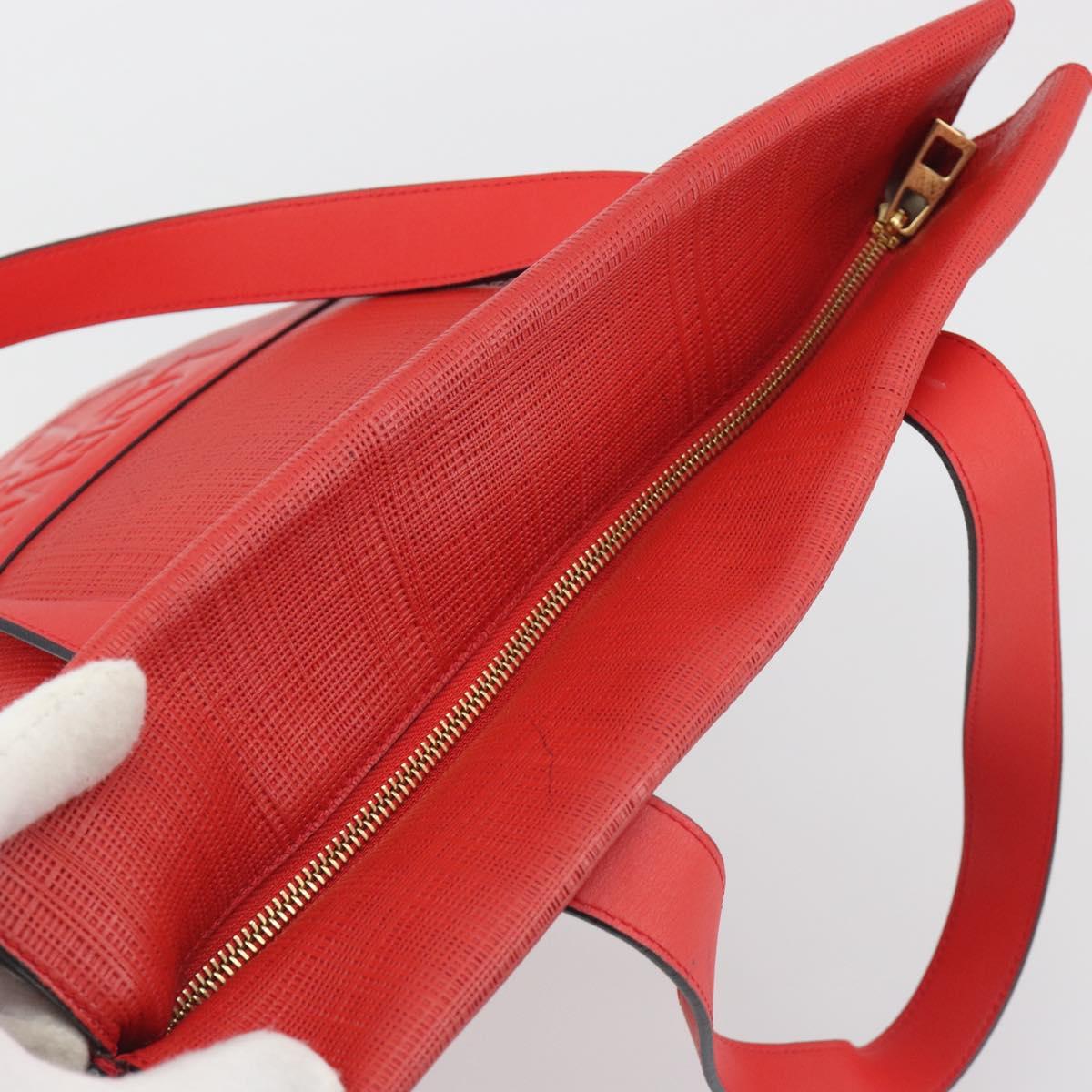LOEWE Anagram Tote Bag Leather PVC Red Gold Auth 196653A